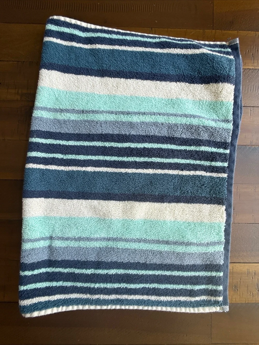 LOFT by LOFTEX Luxury 6Pc - 2 Bath 4 Hand Towel 100% Cotton Aqua Blue Stripe NEW